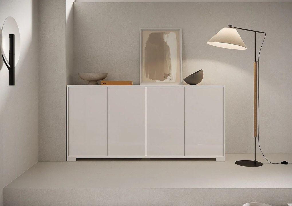 Komoda 4-drzwiowa Lumina 172x40x83 cm, biały połysk