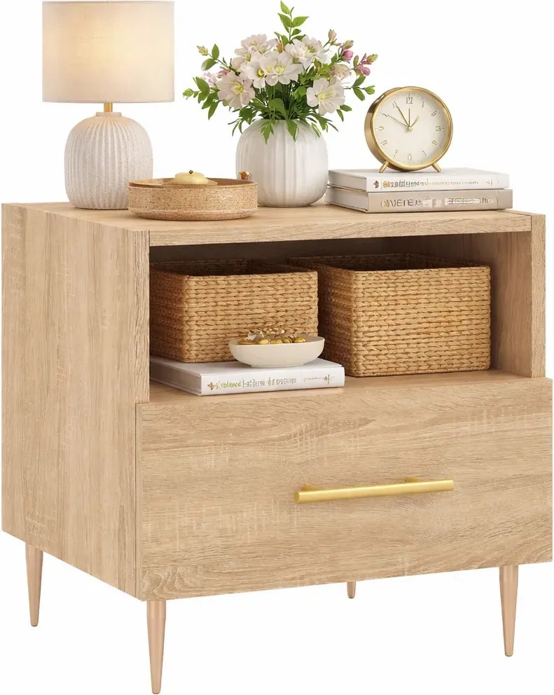 Szafka nocna na metalowych nóżkach dąb sonoma M6-C82