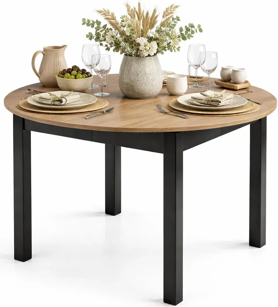 Nowoczesny okrągły stół rozkładany dąb artisan + czarny W9-N79