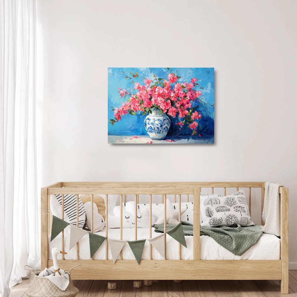 Obraz na szkle - Wazon z różowymi kwiatami (70x50 cm)