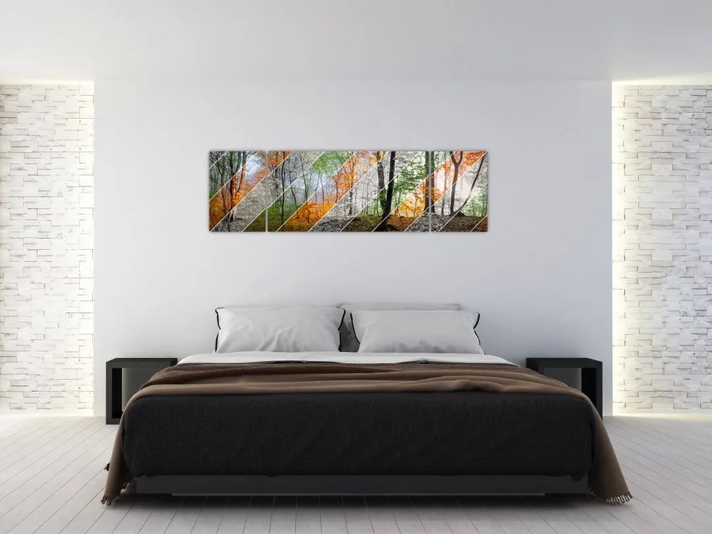 Obraz - Zmieniające się pory roku (170x50 cm)