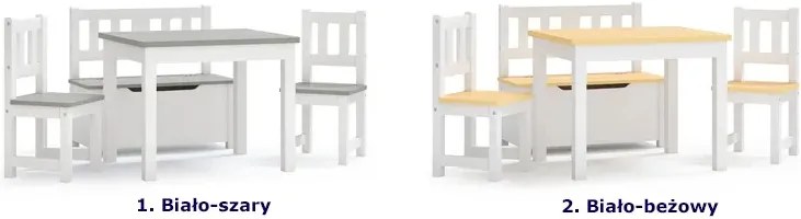Biało-szary stolik z krzesełkami dla dziecka A2-C20