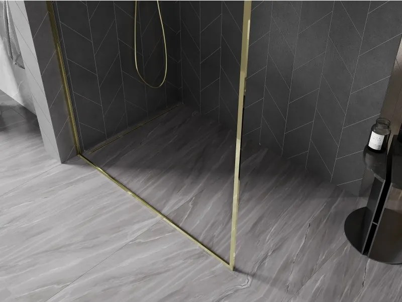 Mexen Kioto-F L ścianka prysznicowa Walk-in z ramką 120 x 202 cm, transparent 8 mm, złota - 800-120-174-50-00