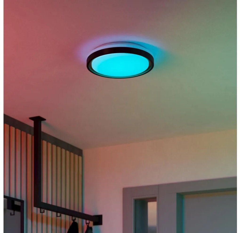 Eglo 300684-LED RGBW ściemnialna lampa sufitowa MALERAMARA-Z LED/14W/230V czarny/złoty+z pilotem