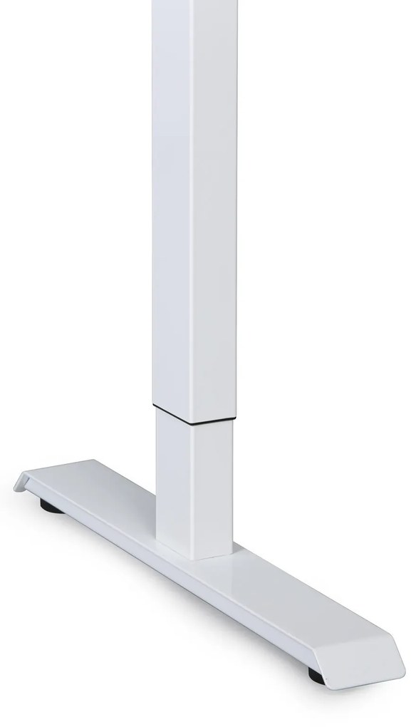 Stół z regulacją wysokości, 1 silnik, 745 - 1235 mm, ergonomiczny L/P, blat 1600 x 1200 mm, podstawa biała, orzech