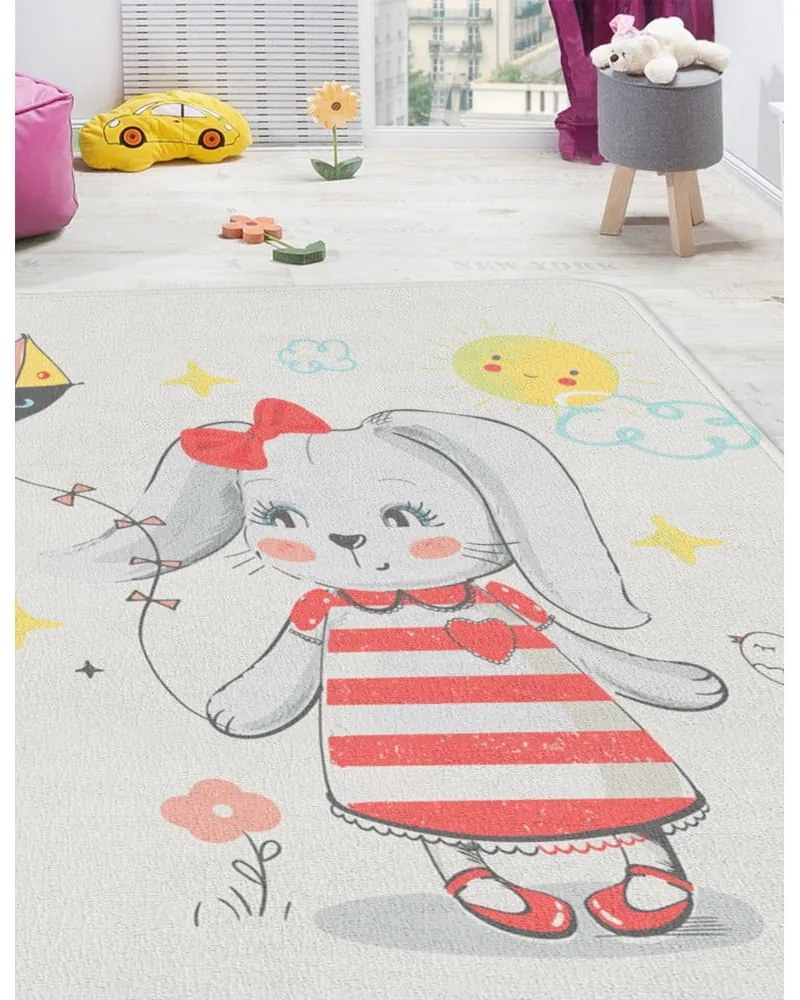 Biały dywan dziecięcy 80x140 cm Happy Bunny – Oyo Concept