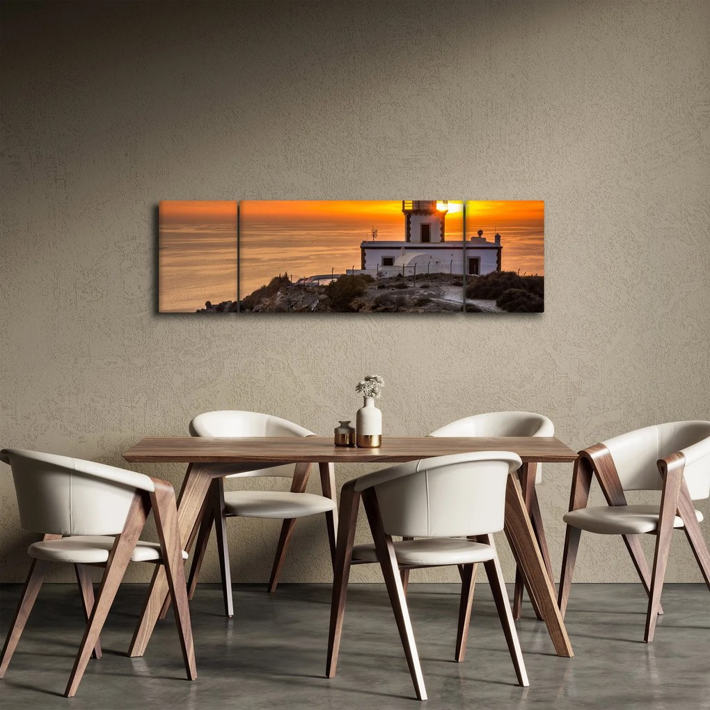 Obraz latarni morskiej o zachodzie słońca (170x50 cm)