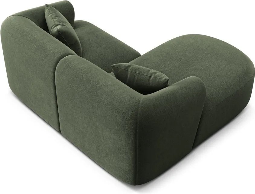 Zielony aksamitny narożnik (lewostronny/z szezlongiem) Campi – Cosmopolitan Design