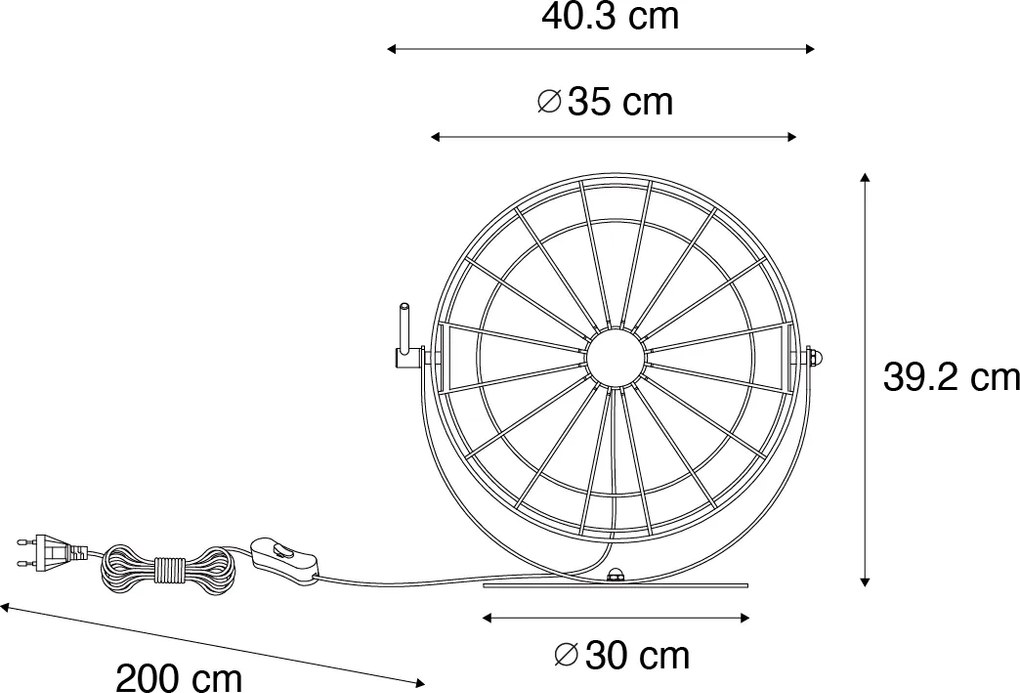 Industrialna lampa stołowa czarna regulowana - Hanze