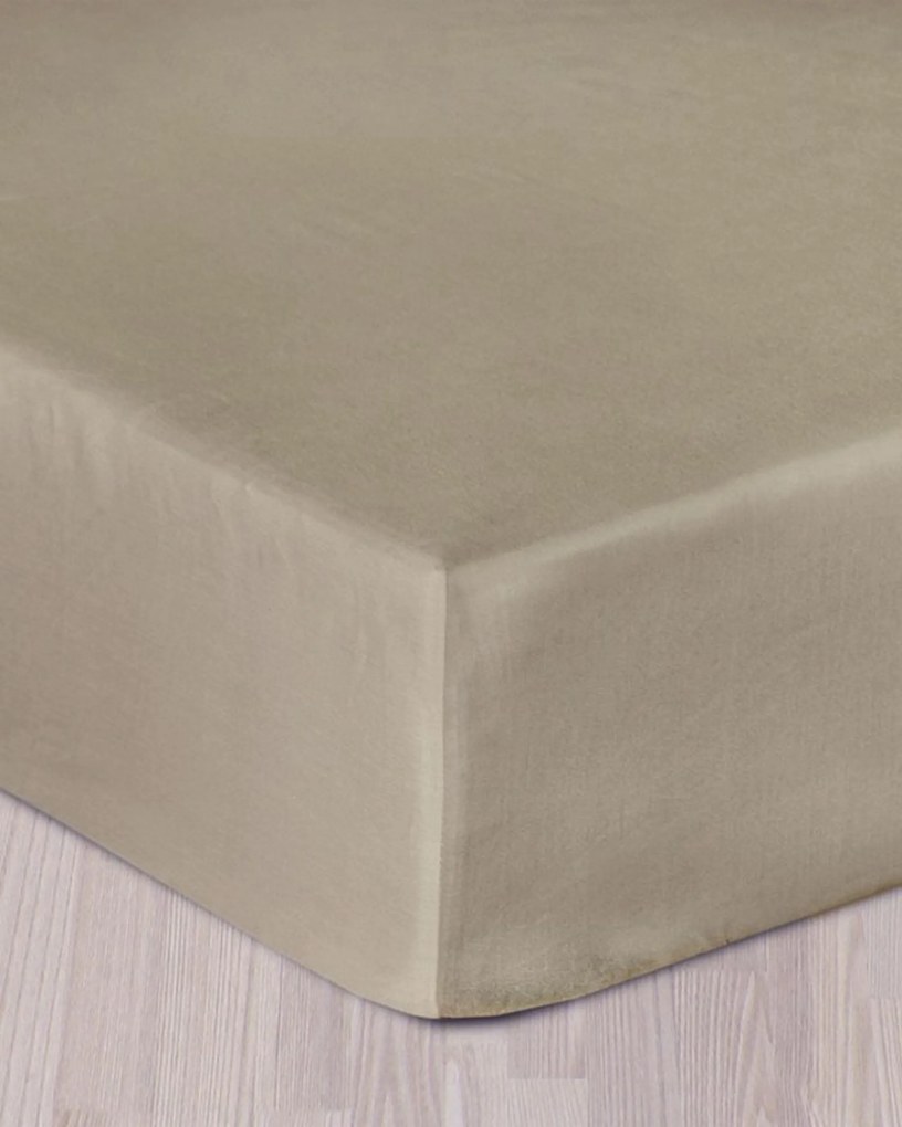 Prześcieradło satynowe z gumką ciemnobeżowe 90 x 200 cm