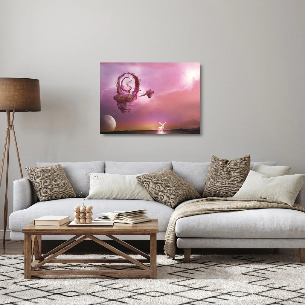 Obraz na szkle - Wróżka na pływającej wyspie (70x50 cm)