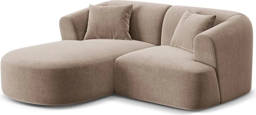 Jasnobrązowy aksamitny narożnik (lewostronny/z szezlongiem) Campi – Cosmopolitan Design
