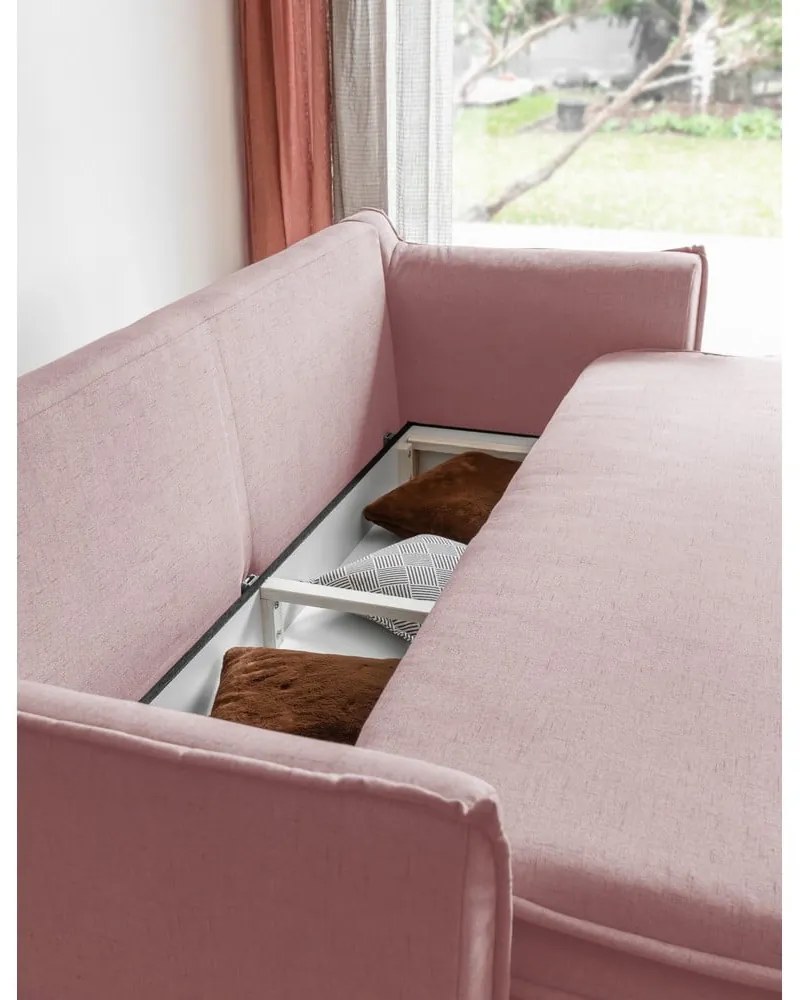 Jasnoróżowa rozkładana sofa 225 cm Charming Charlie – Miuform