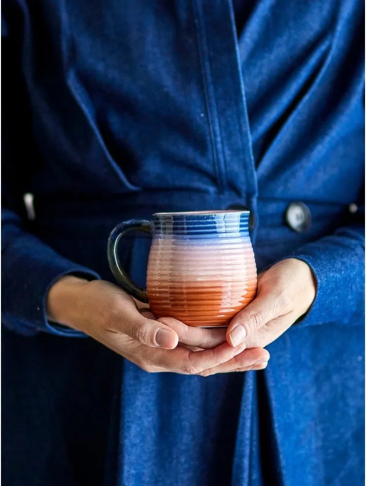 Niebiesko-pomarańczowe kubki ceramiczne zestaw 4 szt. 200 ml Tatum – Bloomingville