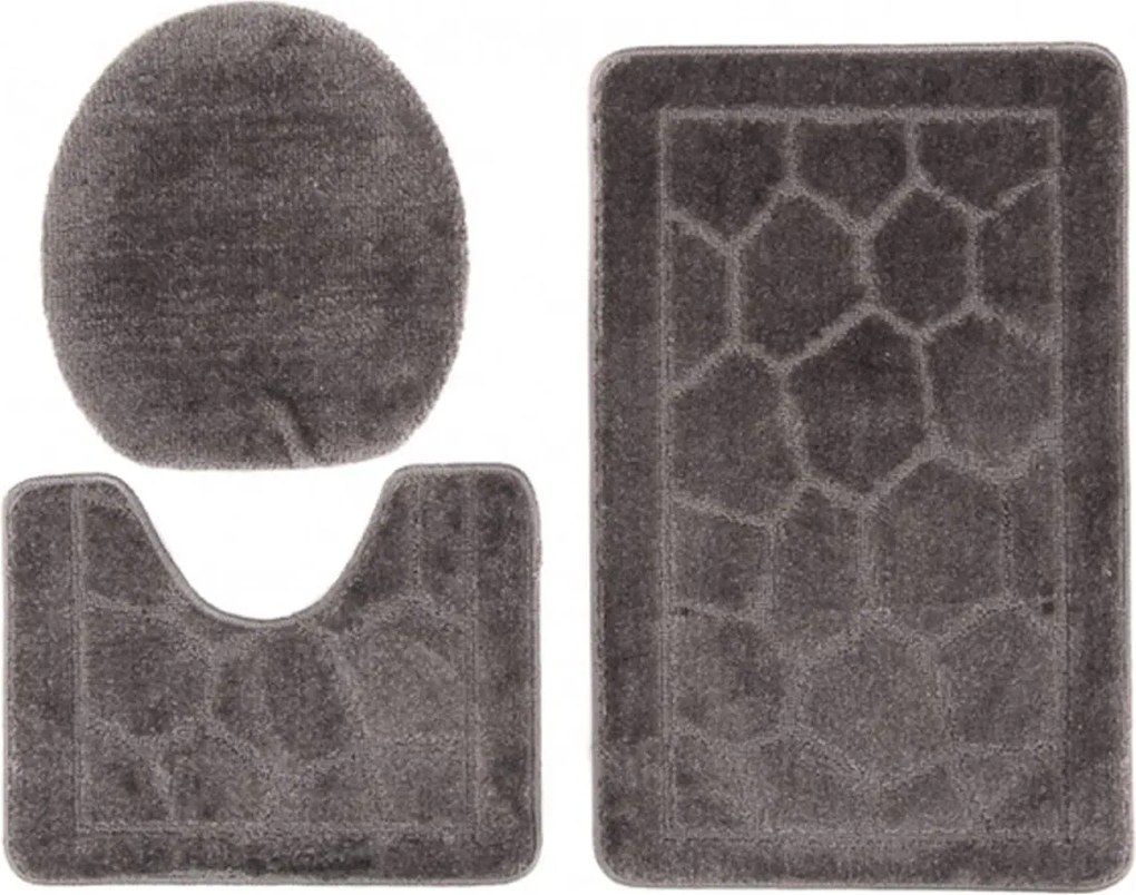 Designerski szary komplet dywaników łazienkowych G9-W31