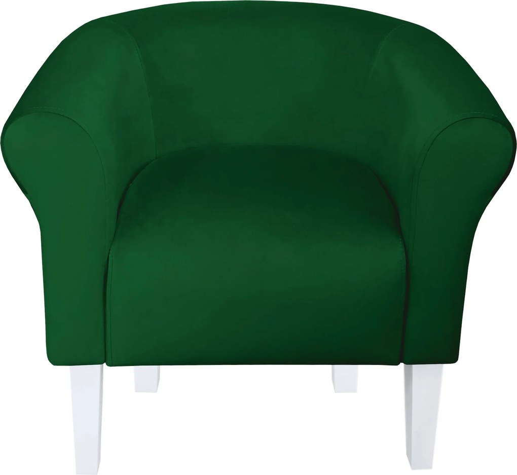 Fotel Milo tkanina Welur wygodny fotel tapicerowany do salonu i sypialni : Kolor nogi - Biała, Kolor tkaniny - VELVET - MG25, Wysokość nogi - 20 cm