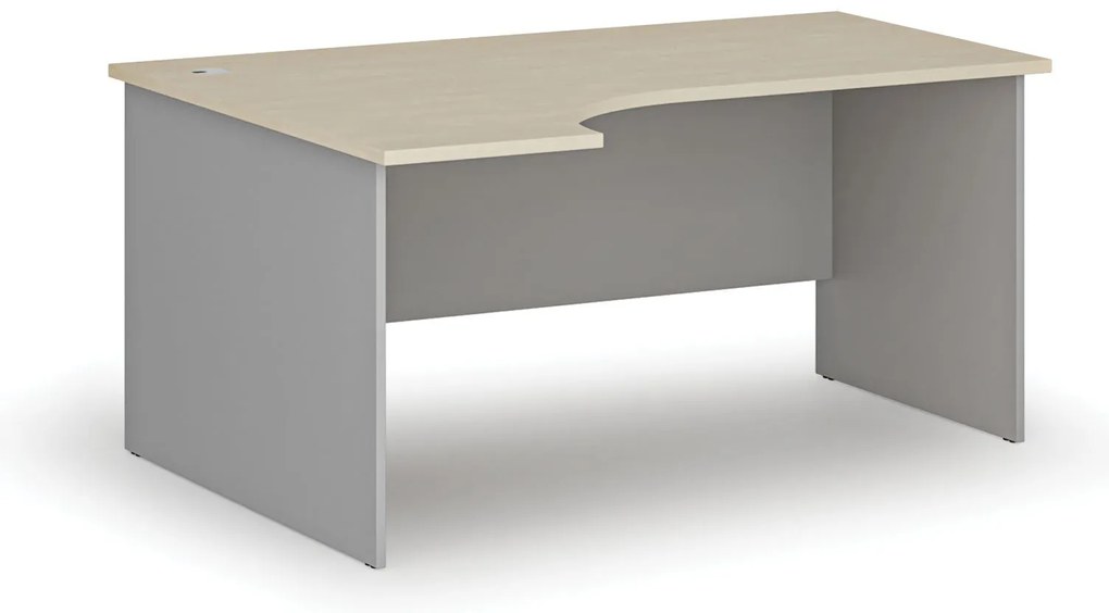 Narożne biurko PRIMO GRAY, 160x120 cm, lewe, szary/brzoza