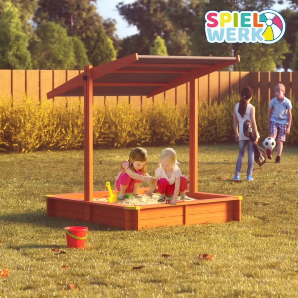 Piaskownica z baldachimem Sami, drewno świerkowe, 120x120x120cm Spielwerk