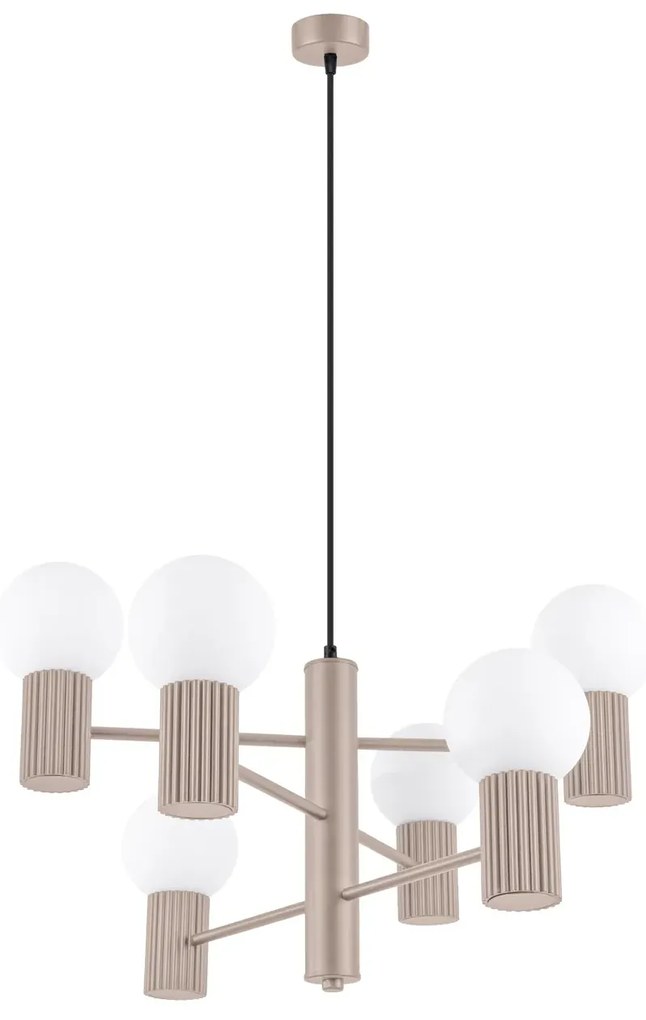Żyrandol HALO 6 taupe ryflowany  SOLLUX  LIGHTING