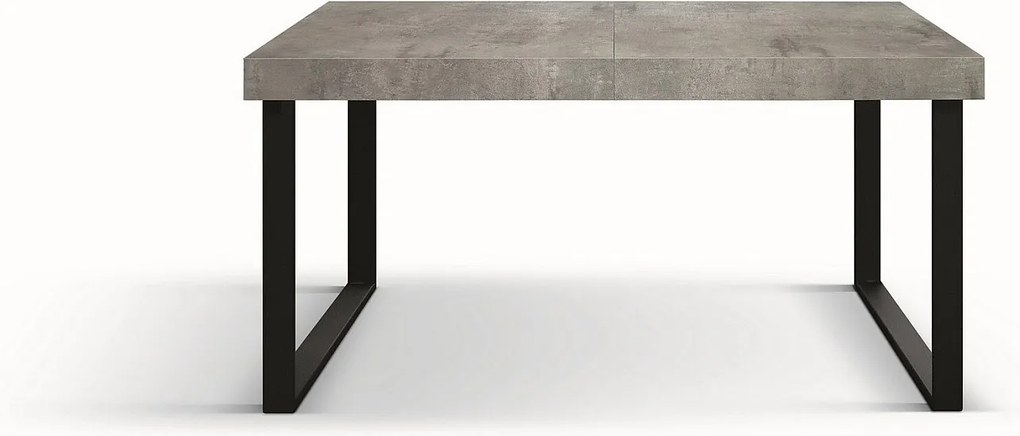 Drewniany stół, szary beton, antracytowa podstawa, długość 140×90-220×90cm - CINQUALE