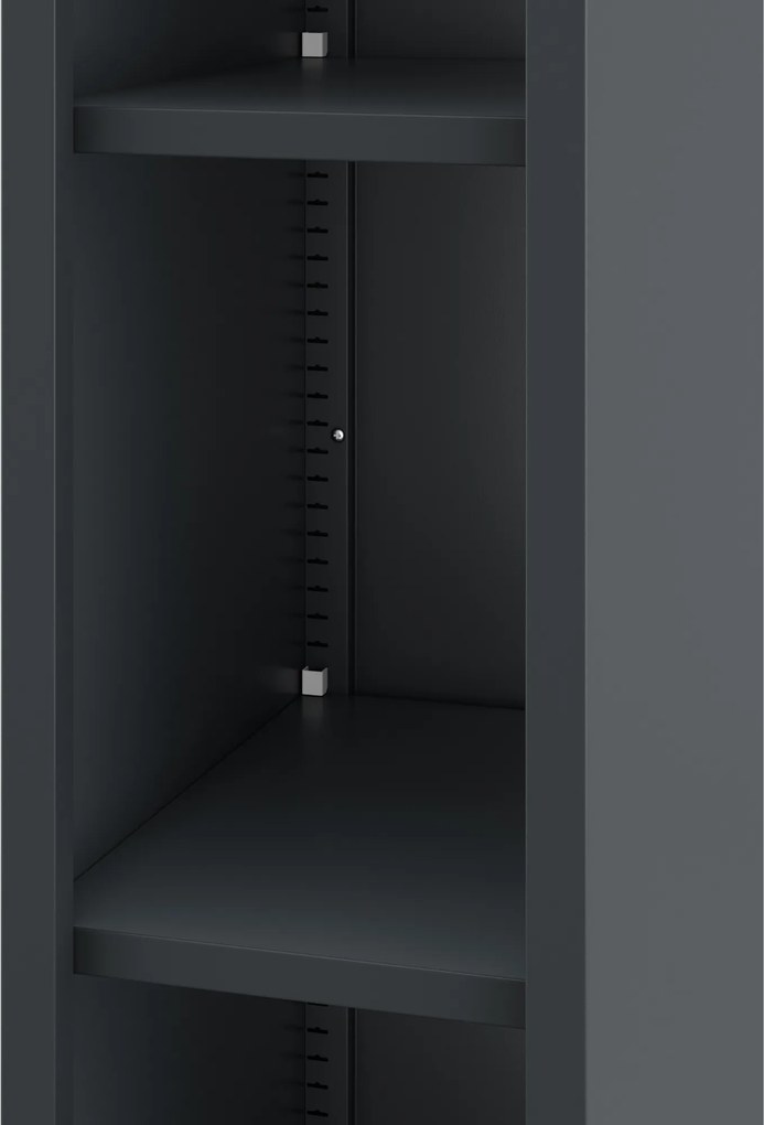 Regał metalowy wąski, archiwizacyjny na dokumenty antracytowy: TIM 250 x 1850 x 600 mm