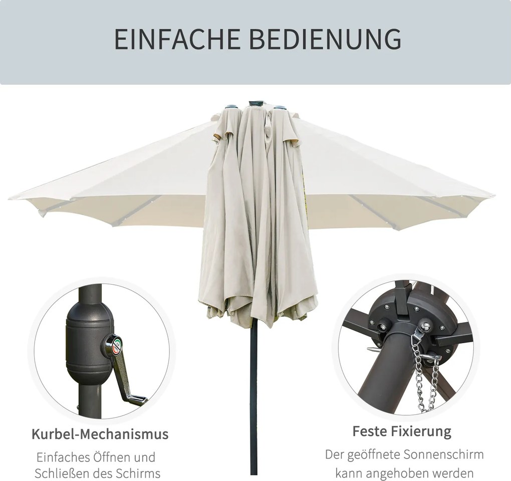 Outsunny Podwójny Parasol Ogrodowy Targowy Owalny Kremowy Biały z Korbą Ręczną 440x260cm | Aosom PL