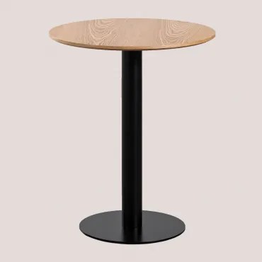 Okrągły Stół Barowy W Okleinie Jesionowej Frappe Ø60 Cm & Czarny - Sklum