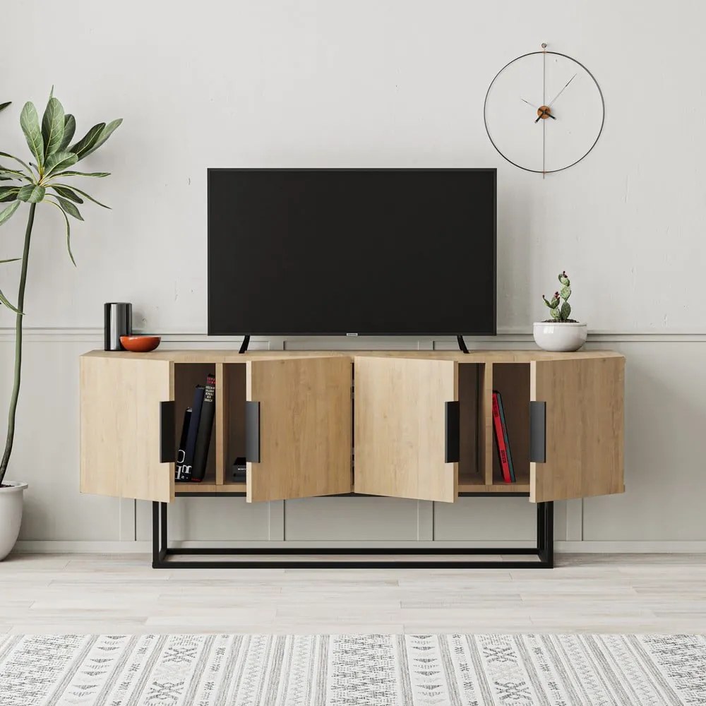 Szafka pod TV w dekorze dębu 140x55 cm Titan – Marckeric