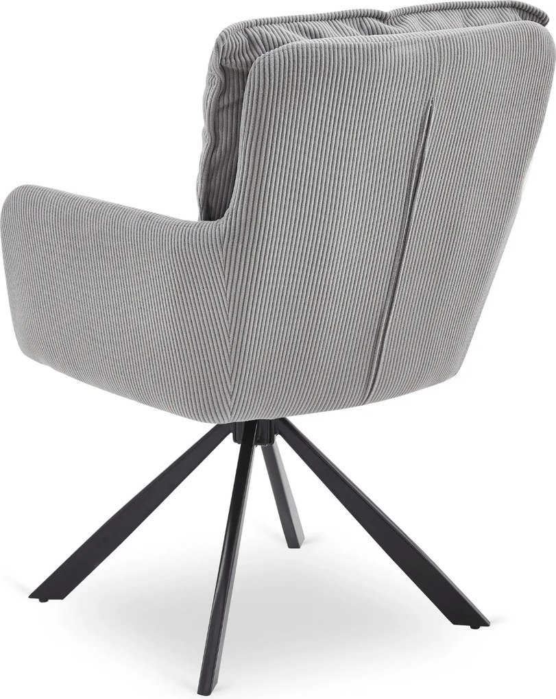 Krzesło Tapicerowane Obrotowe do Salonu CITY Szare Sztruksowe Nowoczesne