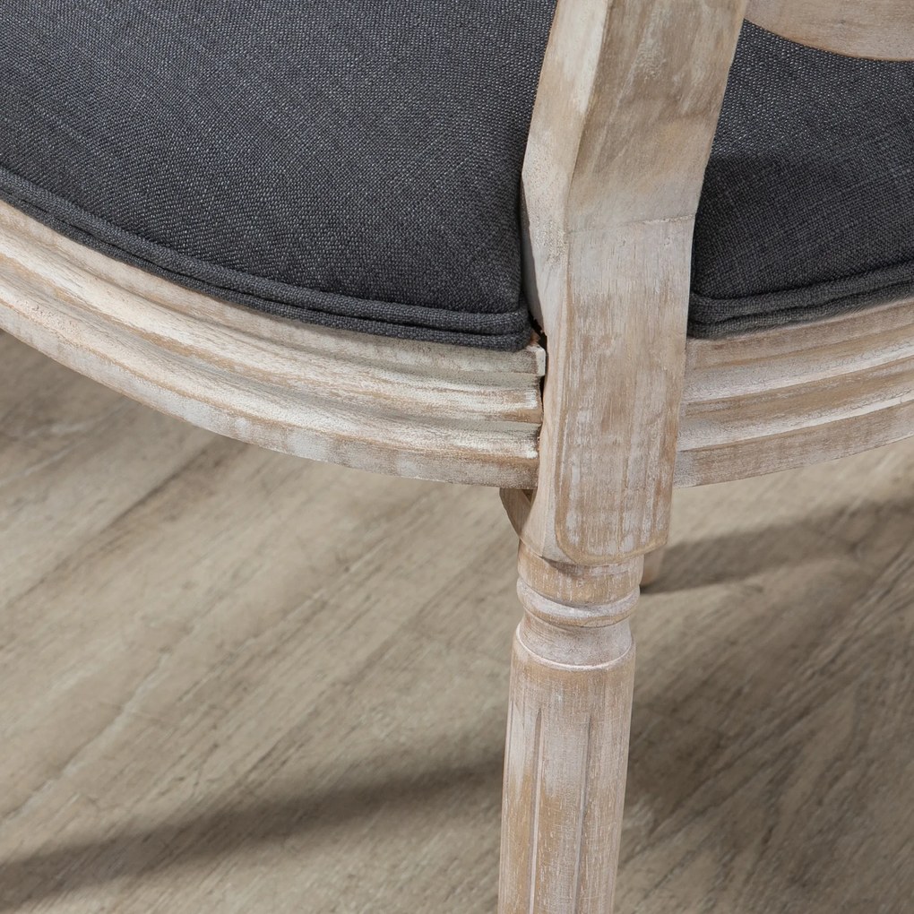 HOMCOM Krzesła Kuchenne 2 szt Tapicerowane Vintage Rattan Szare Wygodne | Aosom PL