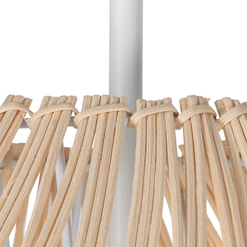 Lampa podłogowa rustykalna biała z rattanu - Sam