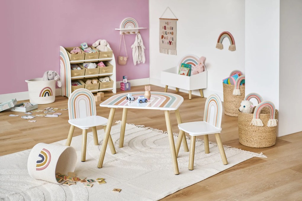 Skrzynia na zabawki RAINBOW, MDF + sosna