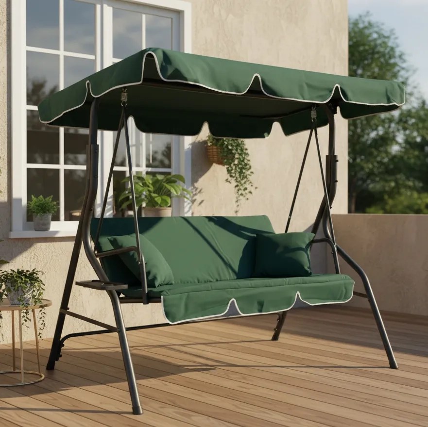 Huśtawka ogrodowa 3-osobowa Puerto MAS-4003A, zielona