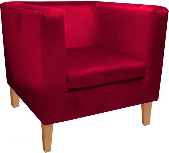 Fotel Monaco tkanina Welur : Kolor nogi - Drewno, Kolor tkaniny - VELVET - MG31, Wysokość nogi - 15 cm