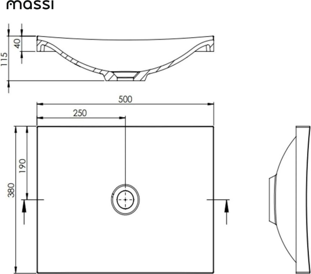 Umywalka wpuszczana w blat biała błyszcząca z konglomeratu bez otworu na baterię OTSE | Różne rozmiary : Rozmiar - 50 x 38 cm