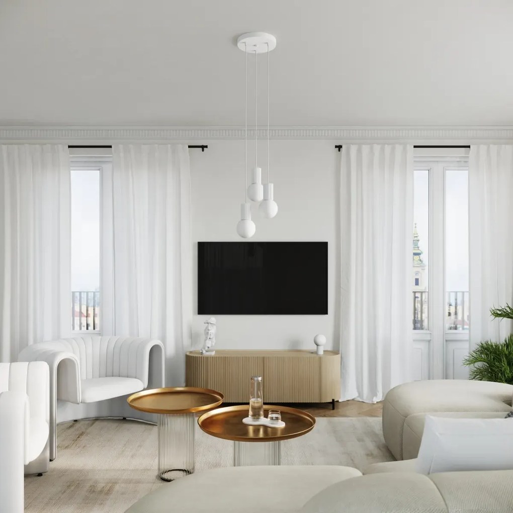 Lampa wisząca HALO 1 biała ryflowana SOLLUX  LIGHTING