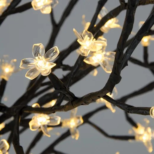 Dekoracyjne LED  drzewo z kwiatami - 1,5 m, ciepła biel