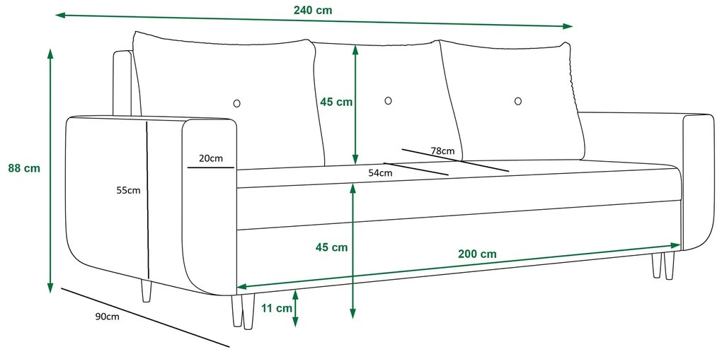 Granatowa tapicerowana sofa z funkcją spania  F6-Z25
