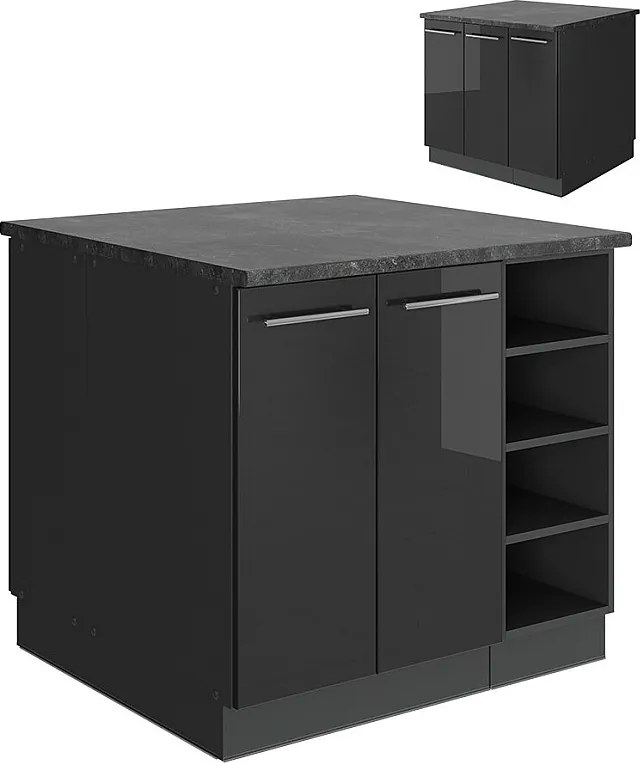 Wyspa kuchenna antracyt wysoki połysk 90x60x82 fame-line