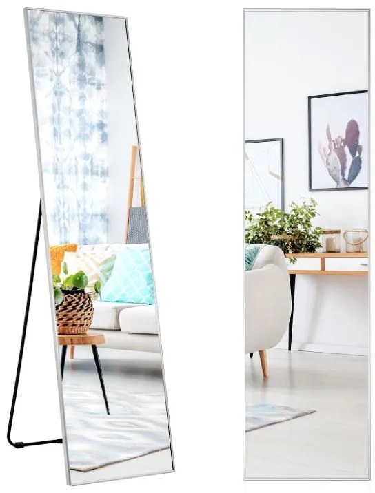 Wolnostojące lustro podłogowe ścienne srebrne ZJ-02 pełnowymiarowe 165x50 do przedpokoju salonu