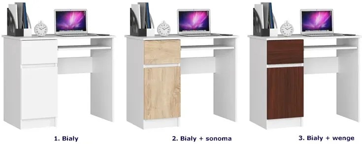 Białe biurko proste z szufladą N5-G78