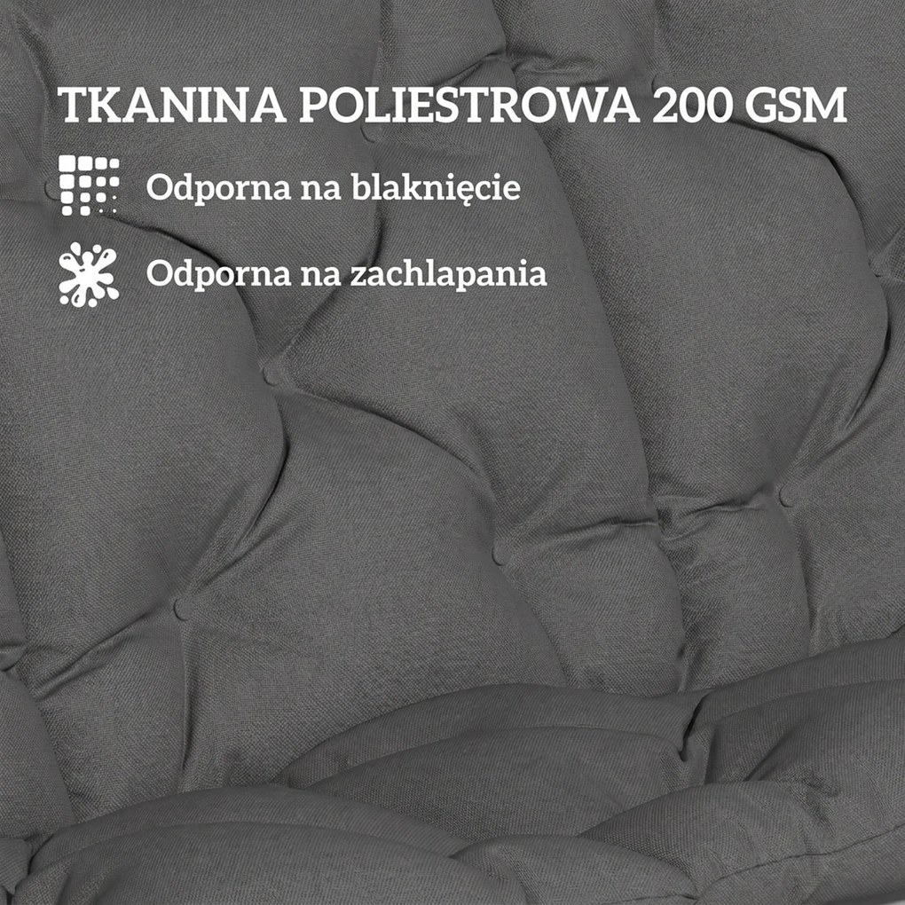 Outsunny Poduszka wodoodporna antypoślizgowa na huśtawkę outdoorowa z oparciem i paskami 150 x 100 cm ciemnoszara | Aosom PL