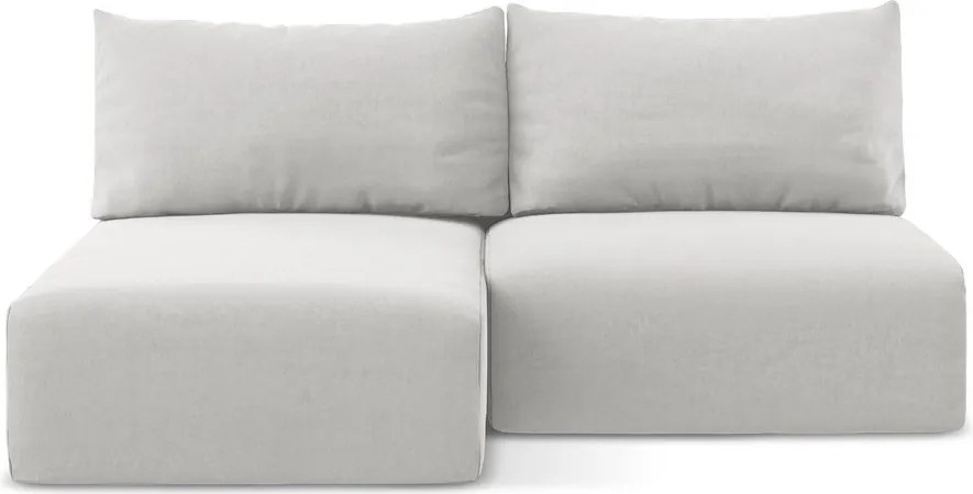 Jasnoszary aksamitny rozkładany narożnik ze schowkiem (lewostronny/z szezlongiem) Kalena – Makamii