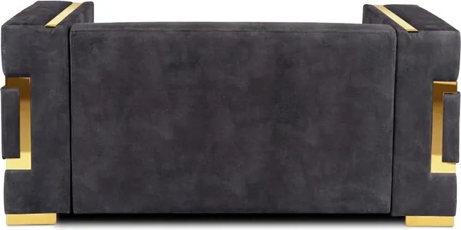 Sofa PALLAZO 2S Dwuosobowa Czarno/Złota Welurowa Glamour