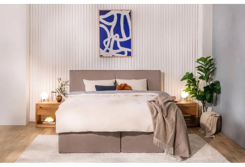 Szarobrązowe łóżko kontynentalne 180x200 cm Olia Bold – Bonami Selection