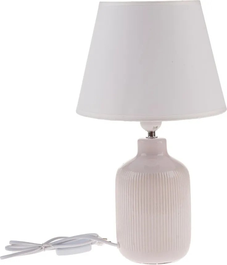 Kremowa lampa stołowa z tekstylnym kloszem (wysokość 41 cm) – Dakls