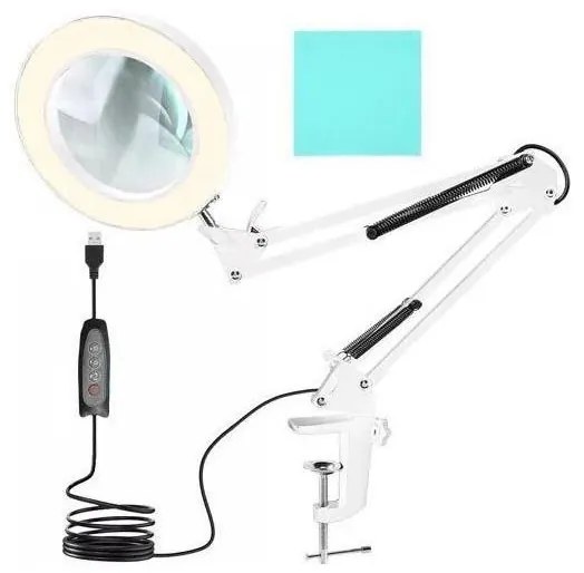 LED regulowana lampa stołowa z lupą LED/6W/5V biała