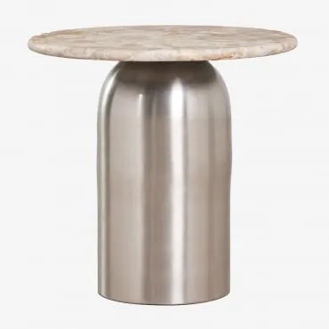 Stolik Pomocniczy Okrągły Ø40 Cm Alliser Clear Brush & Marmur - Sklum