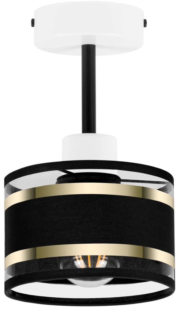 Lampa sufitowa biała jednopunktowy spot z czarnym abażurem T-1010WE-SC