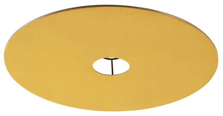 Aksamitny klosz płaski żółty ze złotem 45 cm
